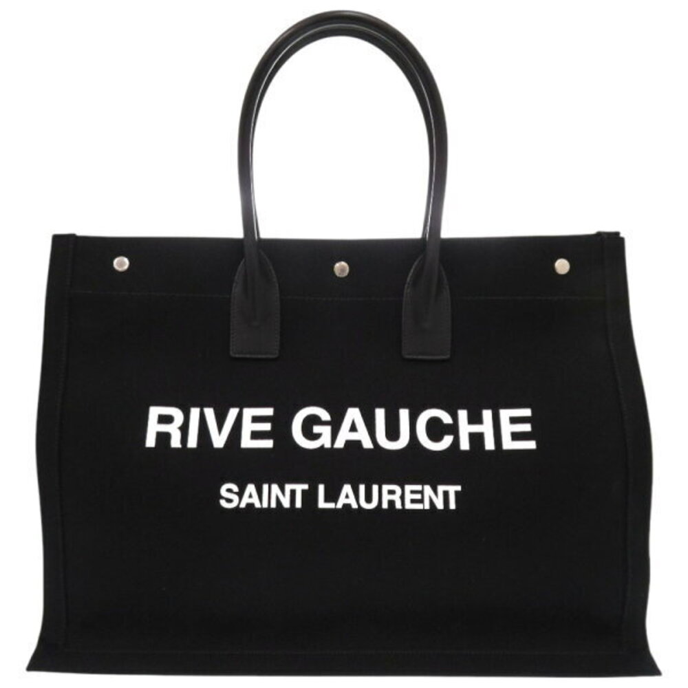 Saint Laurent Paris Rive Gauche canvas leather black tote bag - Picture 1 of 8
